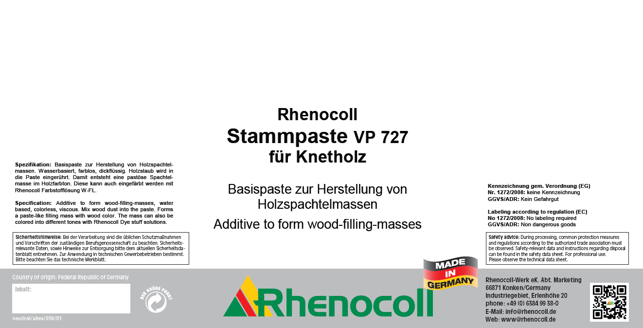 Rhenocoll Stammpaste VP 727 für Knetholz